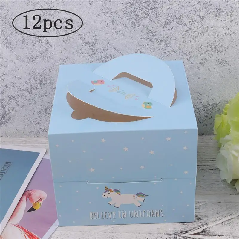12pc 4 Inch Portable Cheese Cake Box Cute Unicorn Paper Candy Container DIY Gift Base Sweet Case Birthday Party Supplies | Дом и сад