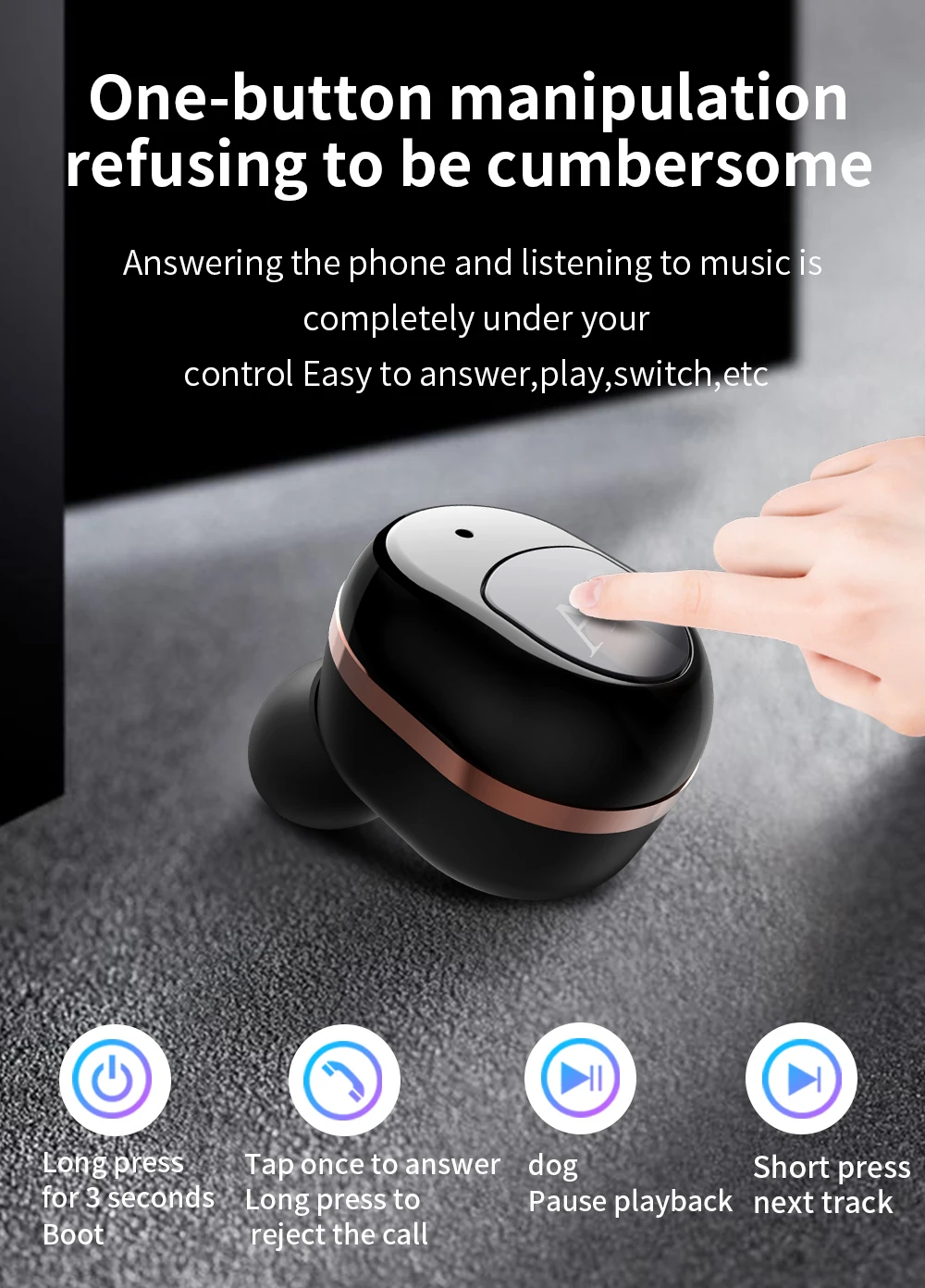5,0 Bluetooth 6D стерео наушники, беспроводные наушники A3, водонепроницаемые наушники, 300 мАч, зарядная коробка с разъемом питания