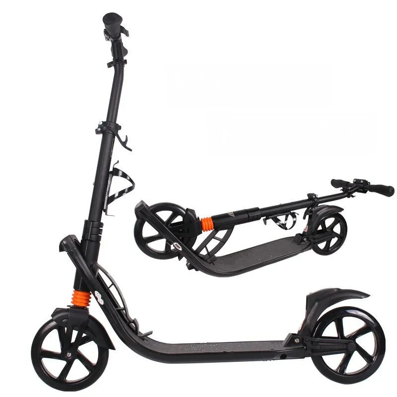 Самокат складной из экокожи 2 колеса ручной тормоз для бодибилдинга городской