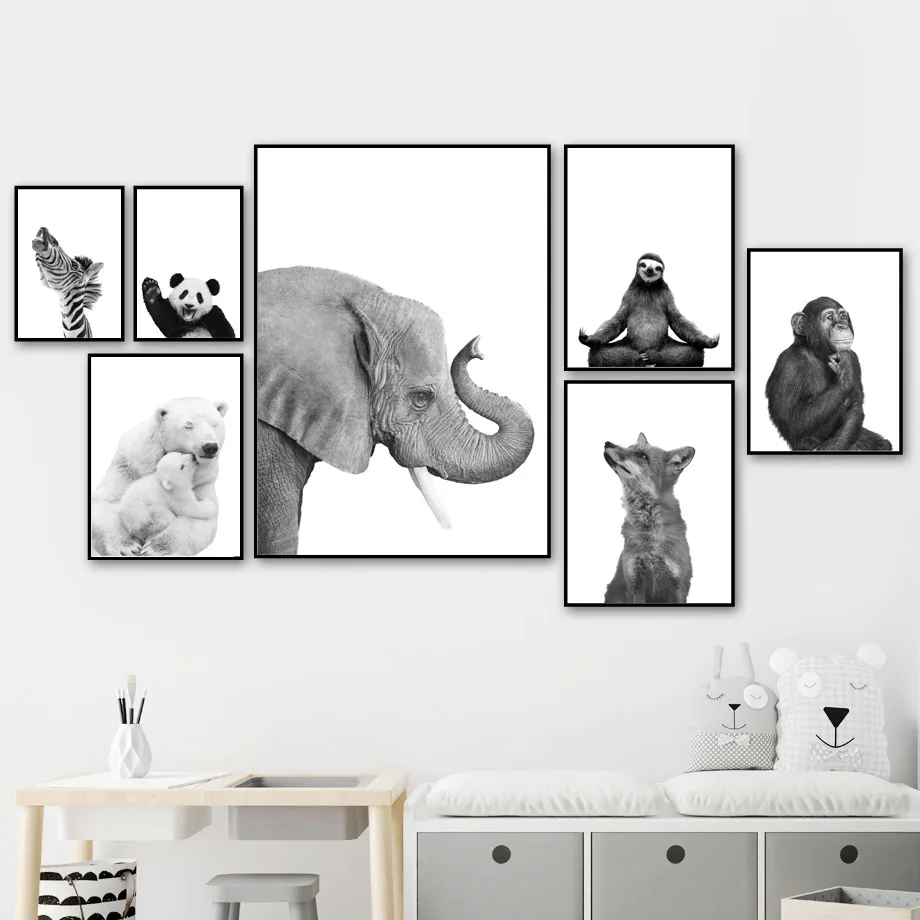 Модульные картины на холсте Настенная картина с изображением белого и черного