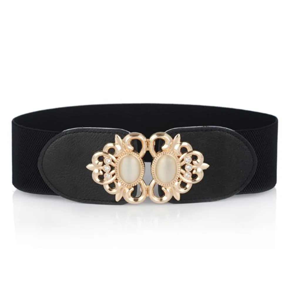 Женский широкий пояс из искусственной кожи с драгоценными камнями винтажный
