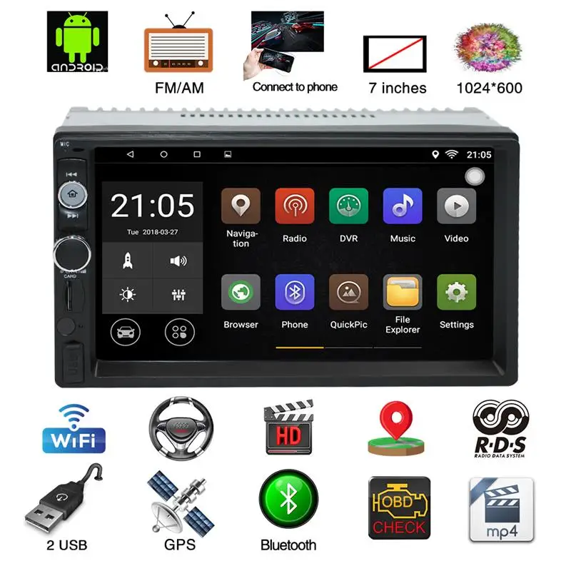 

7" Car Radio GPS Navigation Android Autoradio RDS 2GB+32GB 1GB+16GB FM/AM Car MP5 Player Bluetooth Auto Stereo Receiver 7078C