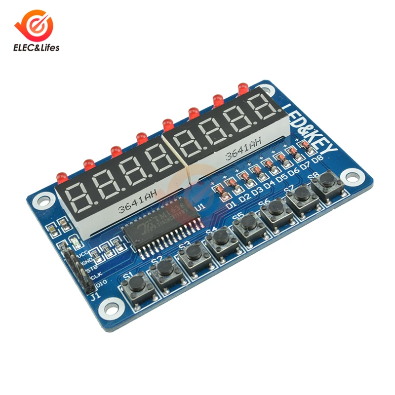 Модуль TM1638, ключевой дисплей для Arduino AVR, 7-сегментный 8-разрядный цифровой светодиодный дисплей, трубка, 8-разрядный aiуглубление