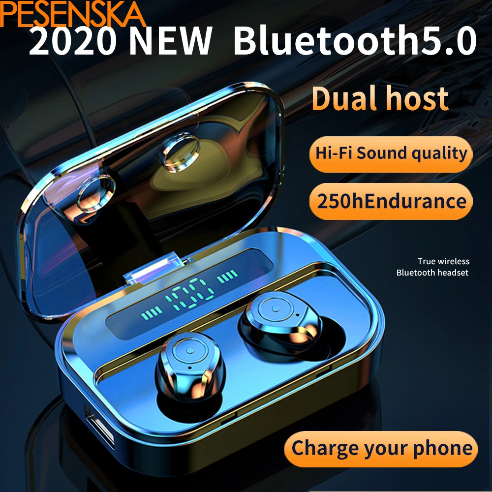 PESENSKA TWS Touch Control 5.0 Bluetooth Earphone Wireless Handsfree HIFI Sound Stereo Earbuds Headset | Электроника
