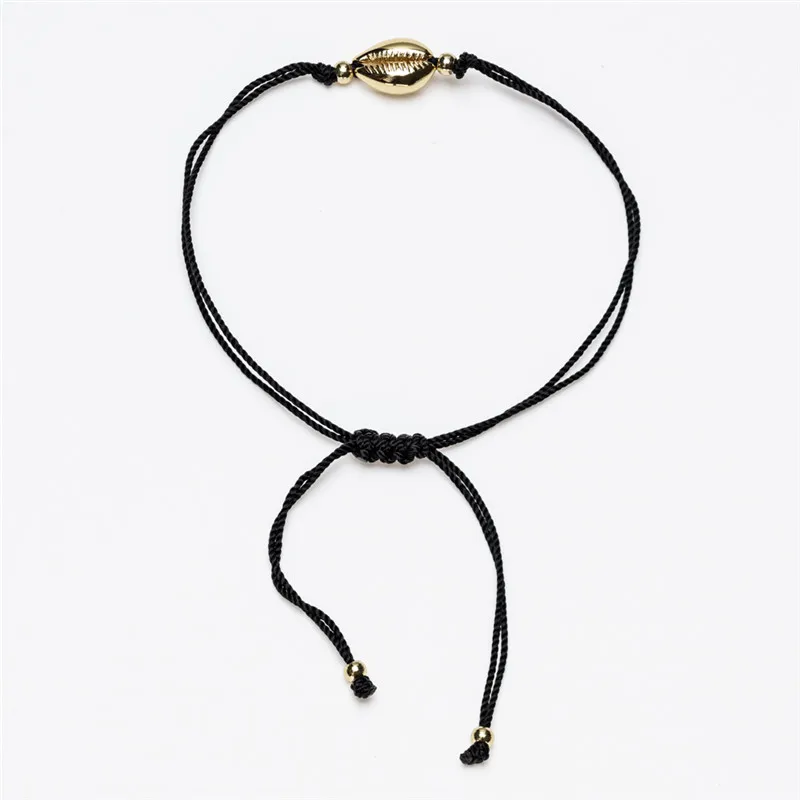 Seashell браслеты с подвесками простые плетеные регулируемые черные нити плетения