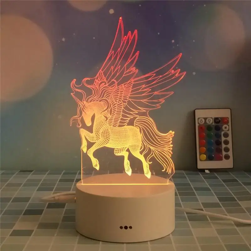Белые настольные лампы с сенсорным выключателем, прекрасные 7 цветов, 3d лампы, рождественские украшения, подарок для детской комнаты - Цвет абажура: 7 color change