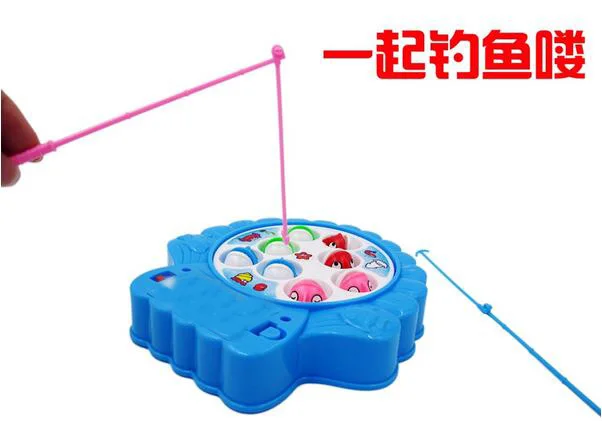 Electric Toys Fishing Rod Rotating Dribbling Magnetic Plate Music Baby Educational For Children Battery Operated 2021