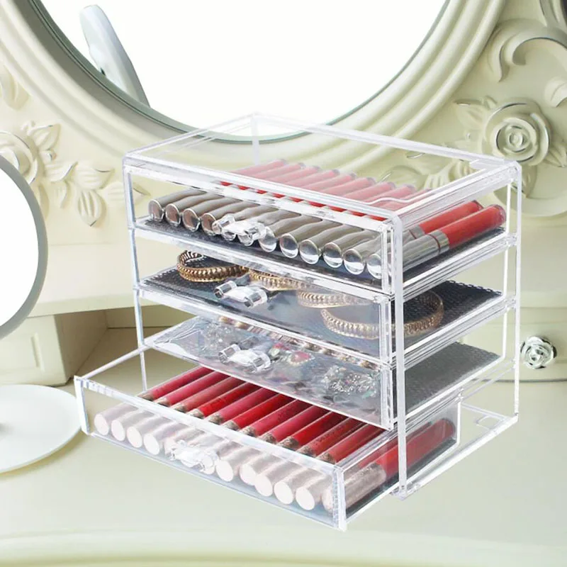 4-х уровневый акриловый ящик для хранения косметики и украшений.