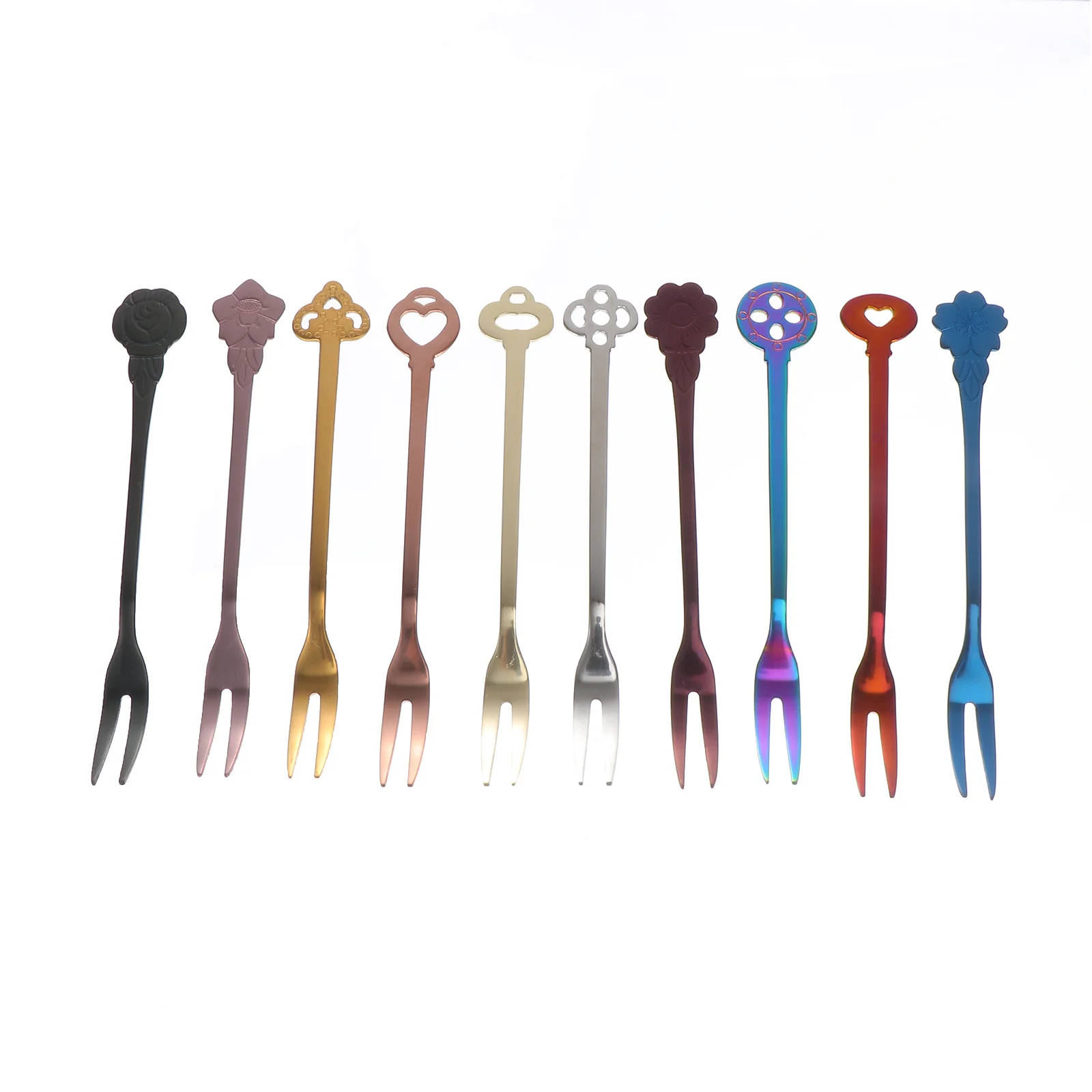 

10 pcs Fashion Stainless Steel Fruit Dessert Forks Cake Forks for Home