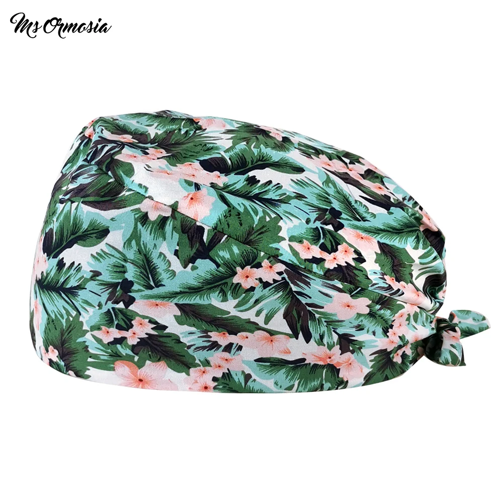 

Шапочка-скраб унисекс для ухода за домашними животными, Модная хлопковая Пылезащитная шапочка-тыква с цветочным принтом для лаборатории