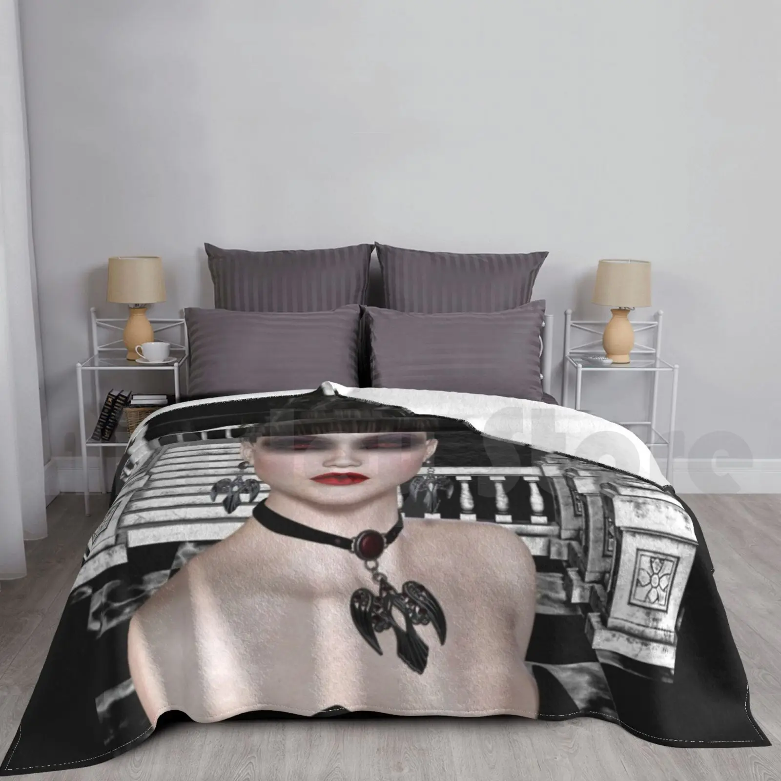 

Wicked Blanket For Sofa Bed Travel Witch Vampire Fantasy Creature Undead Gothic Horror Mythical Dark Art Fantasy