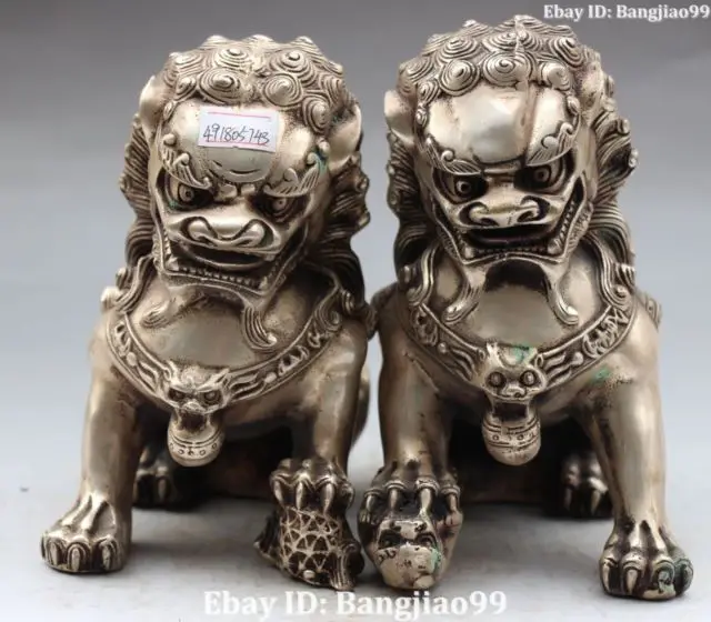 Китайская серебряная собака Фу Собака Guardion дверь Лев Leo мяч ребенок животное пара