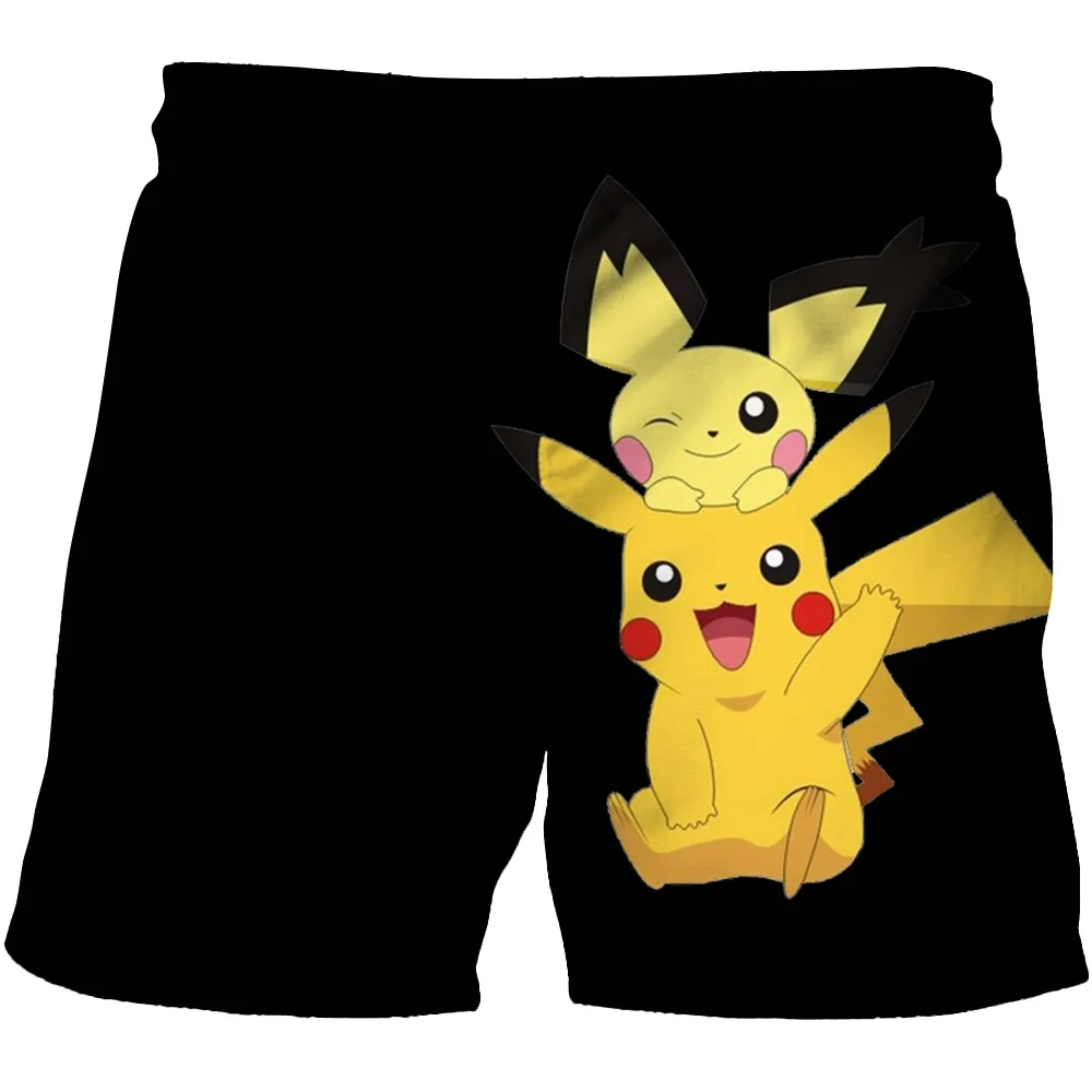 

2021 Summer Shorts Pikachu Cartoon Shorts Casual Pants Comfortable Beach Loose Shorts 3D Printed Kids Clothes 4-14 Years Shorts