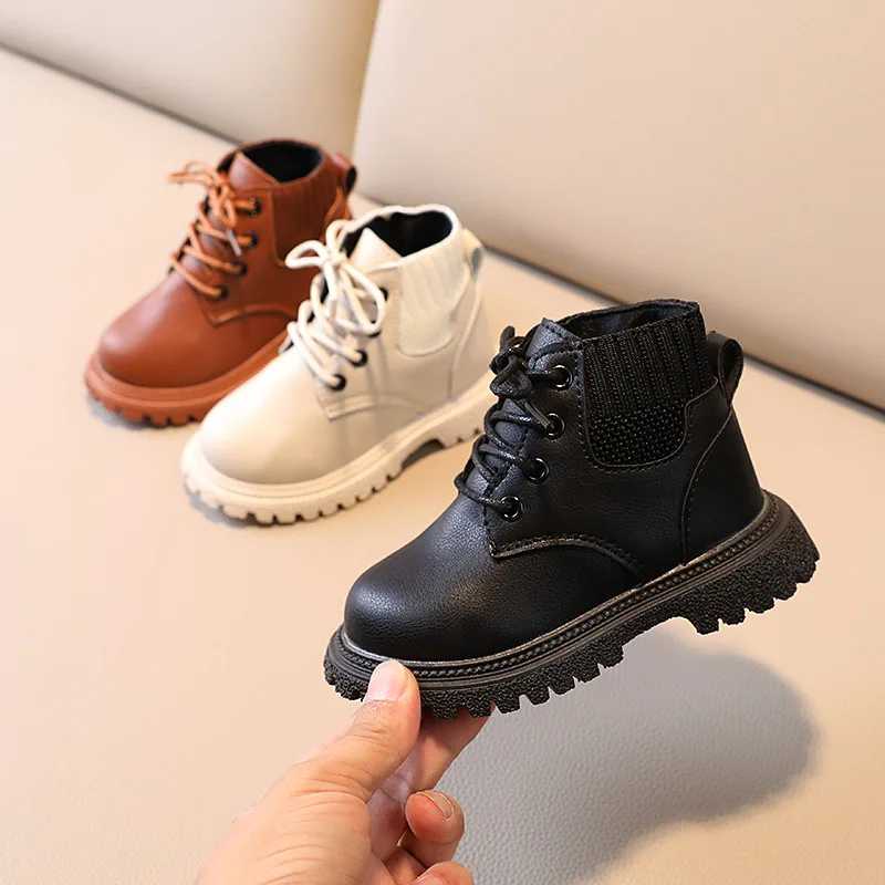 

2022 Spring Autumn New Style Fashion Children Boots Platform Shoes Handsome Boys Lace-up Boots Vintage Girls Boots Flat E12135
