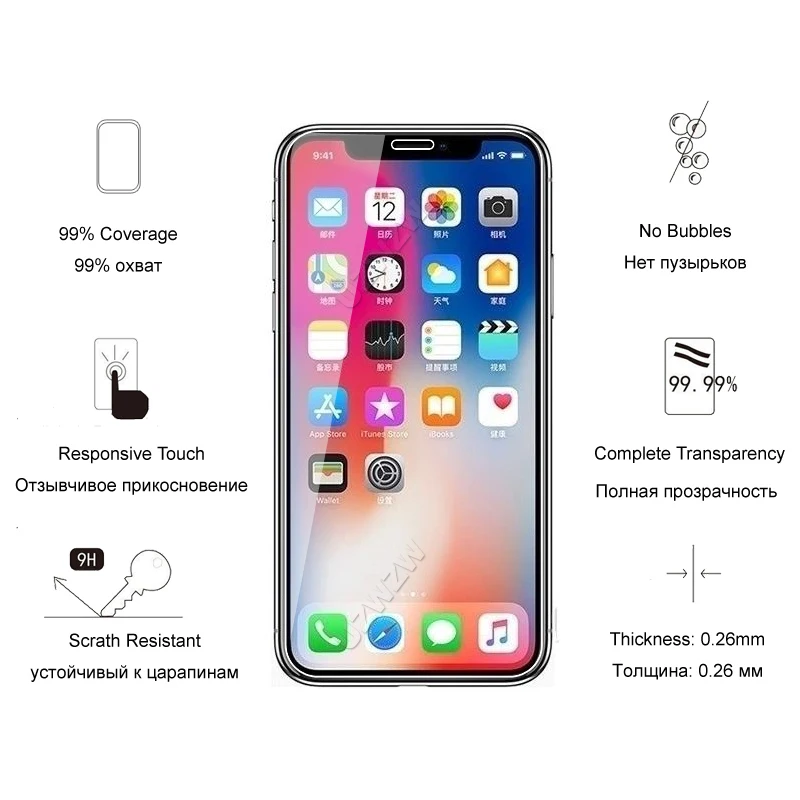 Для iPhone X XS XR Max HD Премиум Закаленное стекло Защита экрана Защитное для | Мобильные