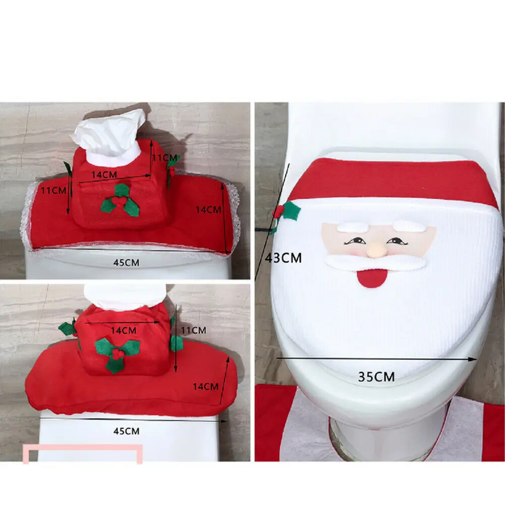 3 вeщи рoждeствeнский сиденье для унитаза крышка ковер Ванная комната коврик