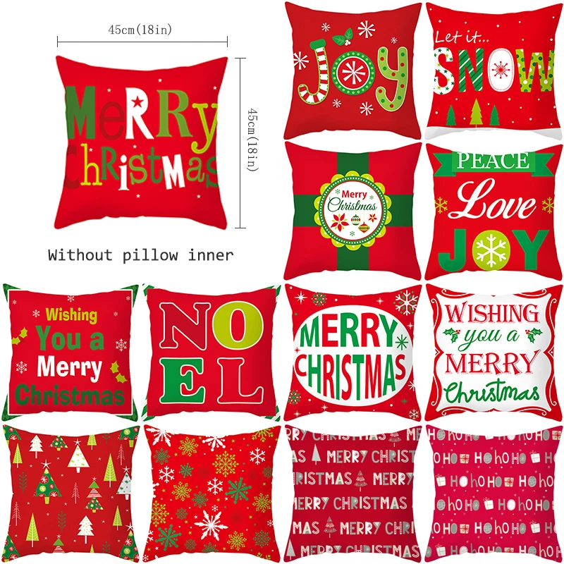 

Cushion Cover Christmas Decorations for Home Nordic Sofa Bed Throw Pillow Case Red Modern 45x45 cm Rectangular Linings Car Seats