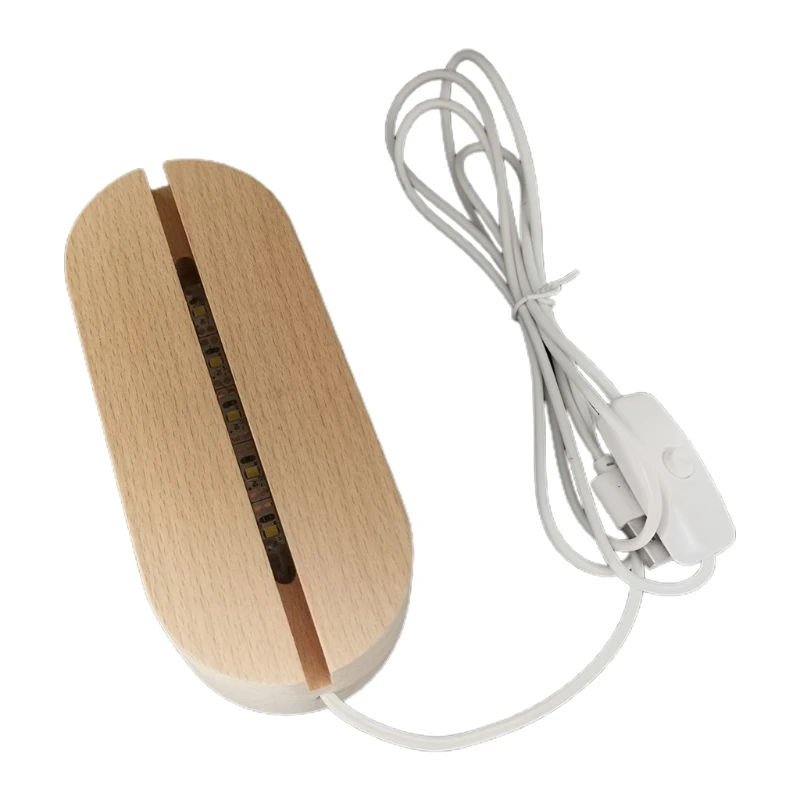 

Night Light Base Solid Wood LED Luminous Base Night Light USB Crystal Salt Light