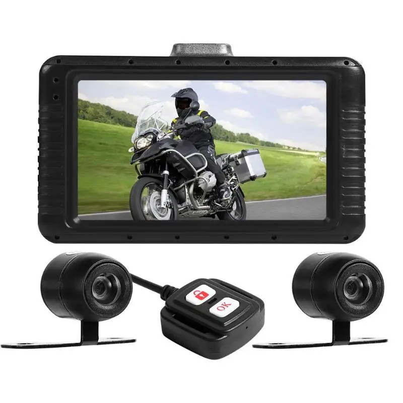 Мотоцикл dvr Dash Cam FHD 1080P+ 720P двойной объектив передний задний вид Водонепроницаемая экшн-камера на мотоциклетный шлем регистратор коробка хост