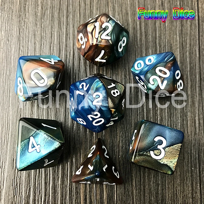 Новое поступление 7 шт 2 цветные кости набор с эффектом туманности игральные DnD d4 d6