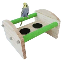 new wood parrot play stand perch playstand gym stand with feed cups tray cockatiel bird exercise play toys