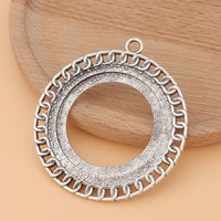 5pcslot tibetan silver large hollow open round circle charms pendants for jewelry making accessories