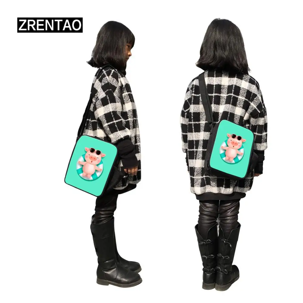 zrentao cartoon pigunicorn backpack 3 pcsset lunch cooler pencil case pupils double shoulder bags mochilas bookbags travel bag free global shipping