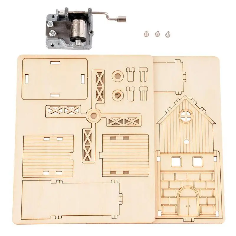 Деревянная 3D-Головоломка с ручным заводом Музыкальная шкатулка ветряной