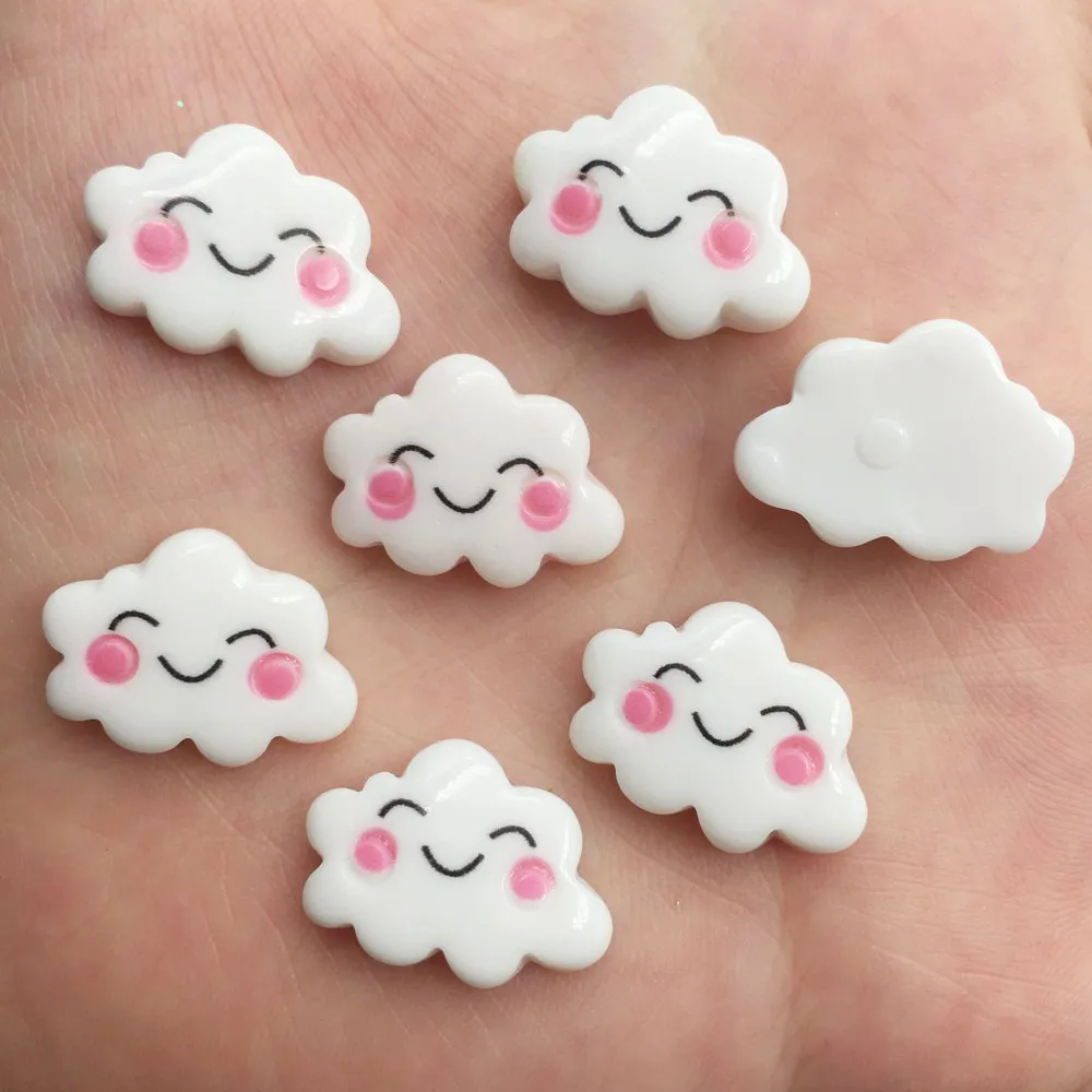 Смола Kawaii Smile White Clouds плоская спина кабошон камень миниатюрный DIY скрапбук Декор