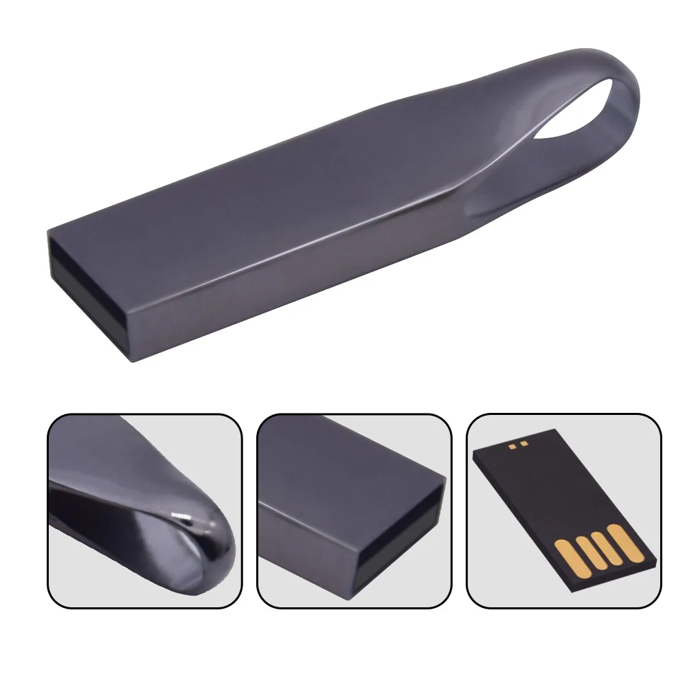 Мини Usb флеш накопитель 128 Гб металлический водонепроницаемый 64 ГБ 32 серебристый