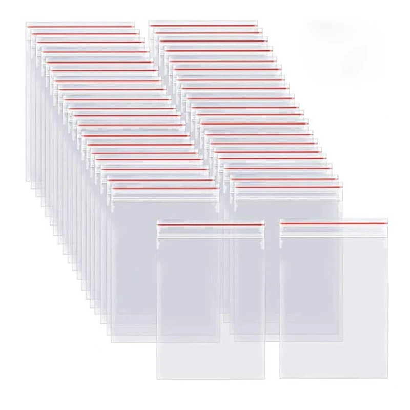 500Pcs Resealable Zipper Closure Bags Self Seal Clear Plastic Poly Bag