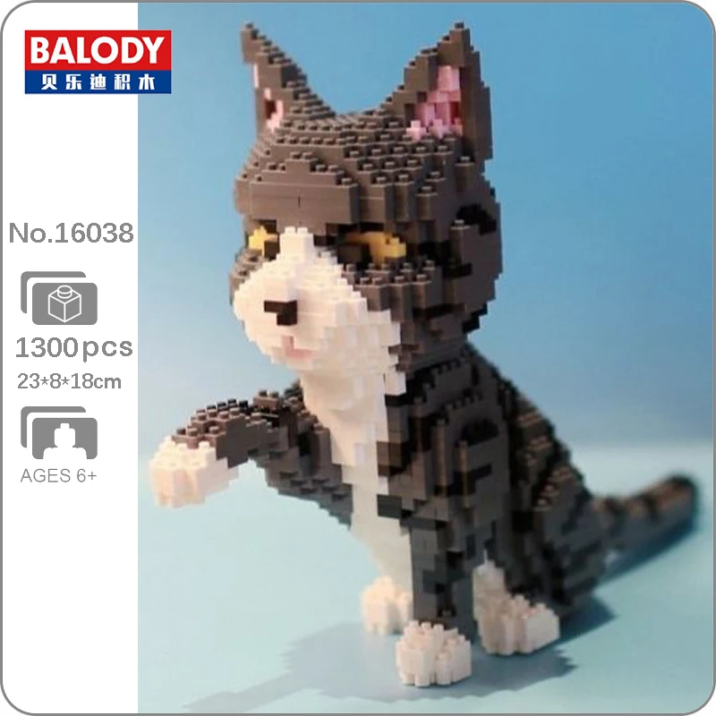 

CB Balody 16038 персидский кот серый котенок животное 3D модель DIY Мини Алмазные блоки кирпичи строительные игрушки для детей без коробки