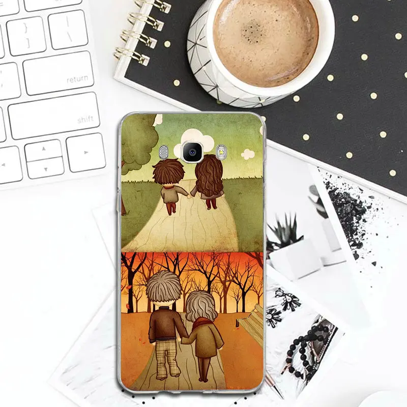 Cartoon Lovers Soft Silicone Transparent Phone Cases For Samsung Galaxy J3 J4 J5 J6 J7 J8 A3 A5 A7 2016 2017 2018 |