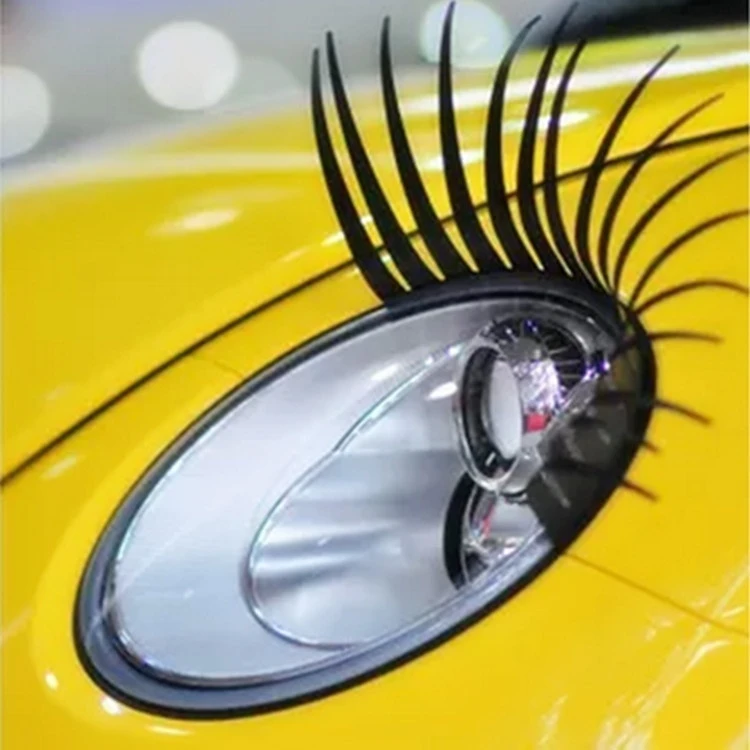 

2Pcs Cartoon Car Headlight Eyelash Sticker Cute 3D Decoration Truck Lighting Decals 31*17CM Car Stickers Car Accessories
