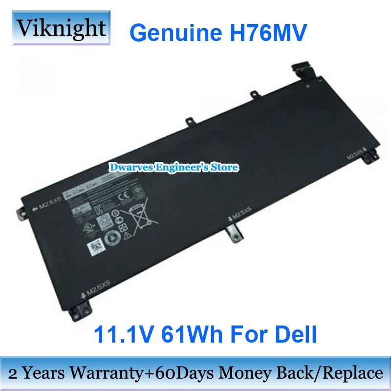 

Подлинная батарея для ноутбука 61Wh 11,1 V H76MV для Dell XPS 15 9530 Precision M3800 T0TRM TOTRM Y758W 07D1WJ 0H76MY 7D1WJ 6 ячеек