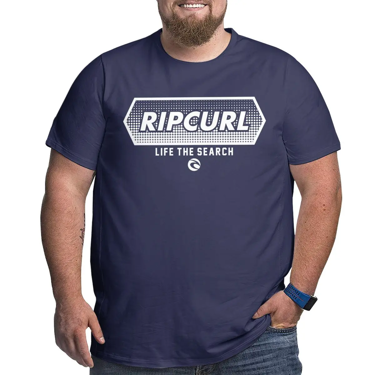 

Rip Life The Search White Logo Curl T-shirt Brand Loose Summer Half-sleeved Trend Streetwear Oversized t-shirt 6xl 5xl