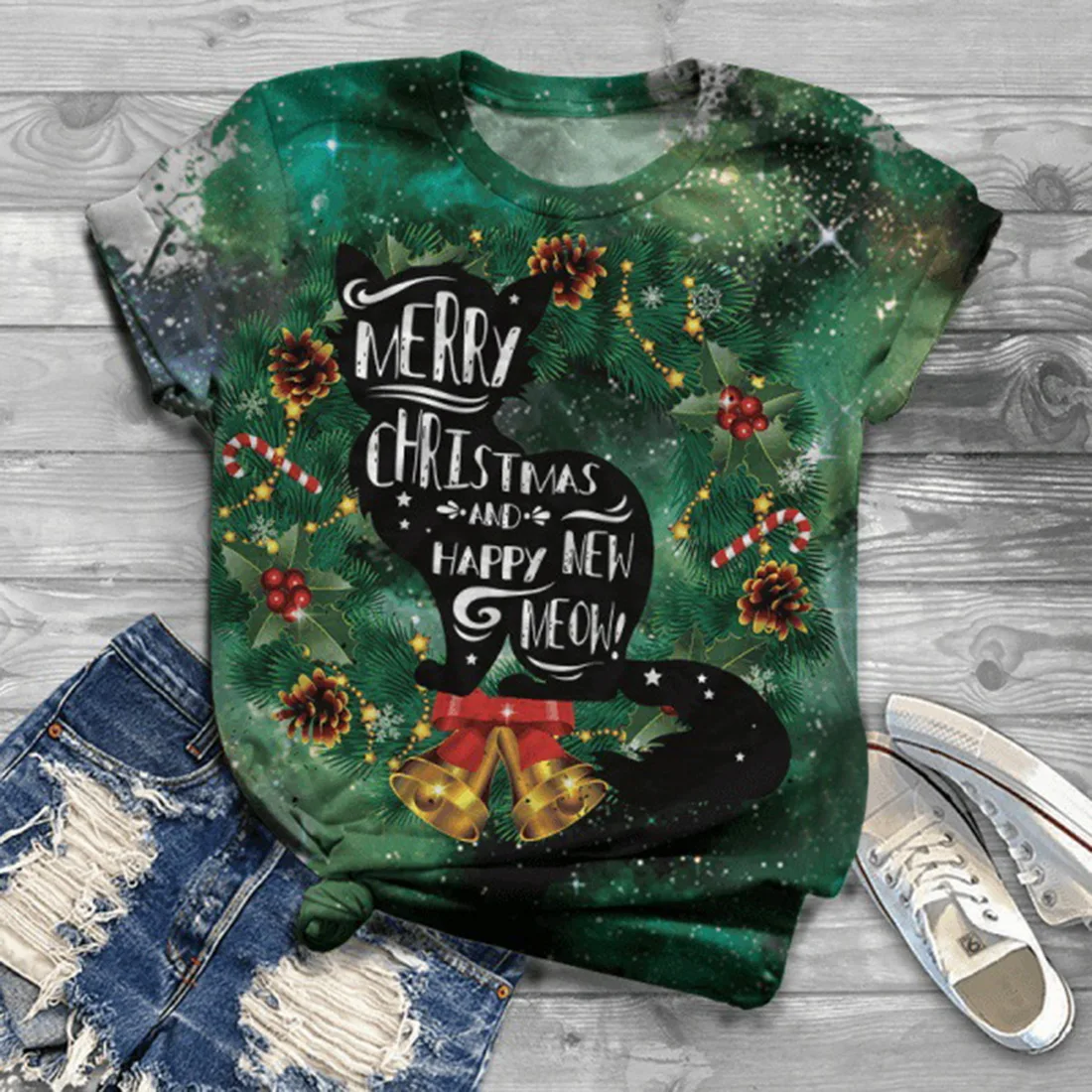 

Harajuku Tshirts Women Cats Print Cute Tops Female Kawaii Clothes Summer Aesthetic Graphic Tee Short Sleeve Cartoon Shirt Teens