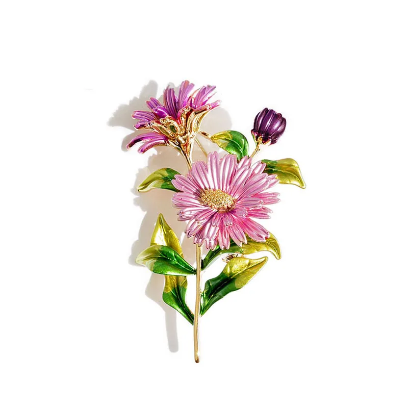 Женские эмалированные броши в форме цветка ромашки Модные для свадебного букета