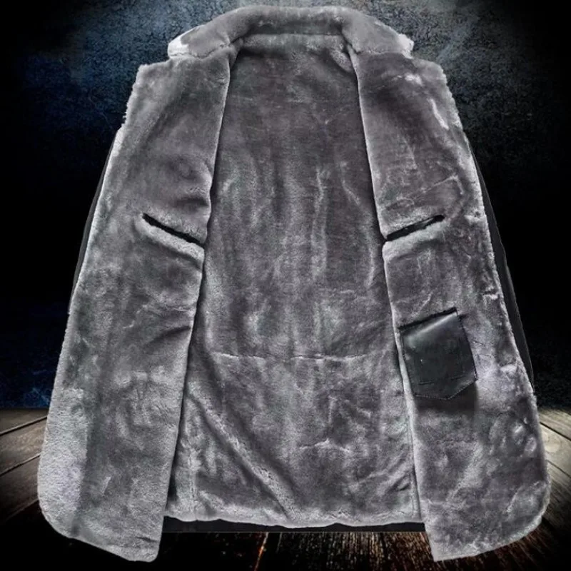 Winter New Fashion Mens Jackets Man Fur Lining Sheepskin Genuine Leather Jacket Warm Jaqueta Couro Masculino Size | Мужская одежда