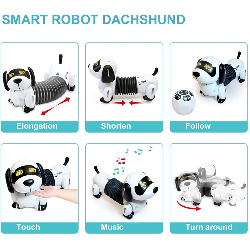 

Wireless Remote Control Robot Dog Programmable Walk Bark Follow Robot Gesture Sensing Electronic Pets with LED Eyes