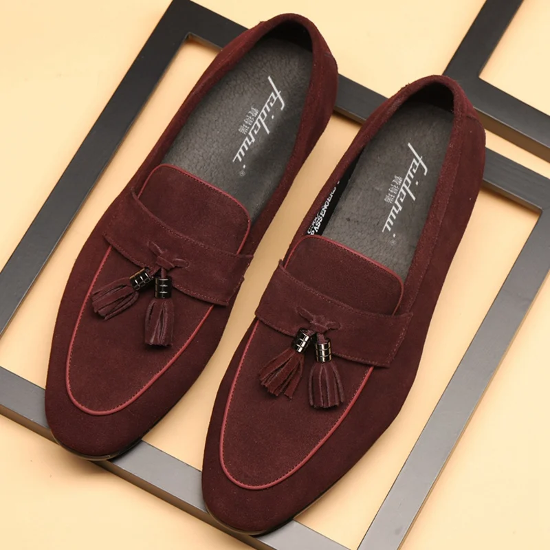 Мужские замшевые мокасины ручной работы удобные лоферы из натуральной кожи с