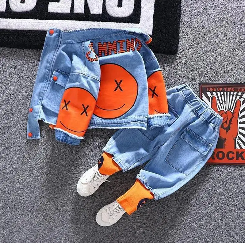 

kids matching clothing sets Boys' denim suit 2021 spring / autumn fashion new baby coat pants children's two-piece suit