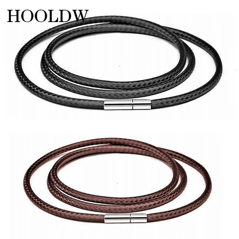 40-80cm 1-3mm Leather Necklace Cord Wax Rope Chain Stainless Steel Tube Clasp For Men Women DIY Necklaces Jewelry |