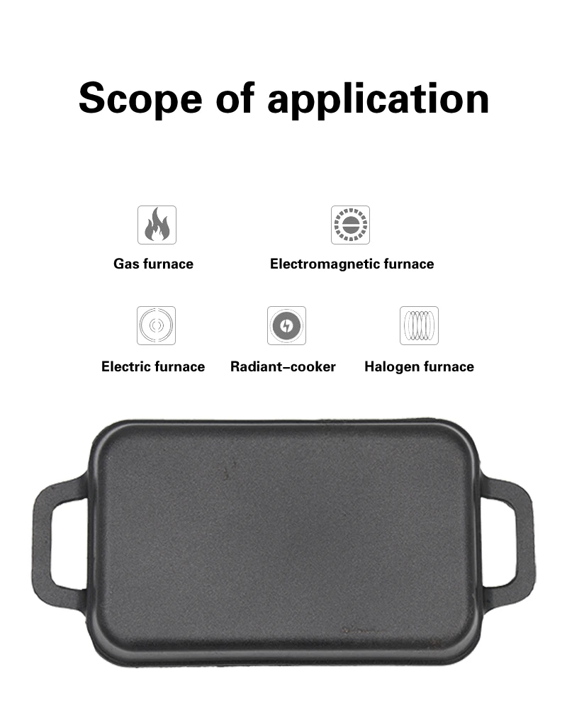 Корейский двойной чугунный котелок для барбекю в полоску прямоугольная чугунная