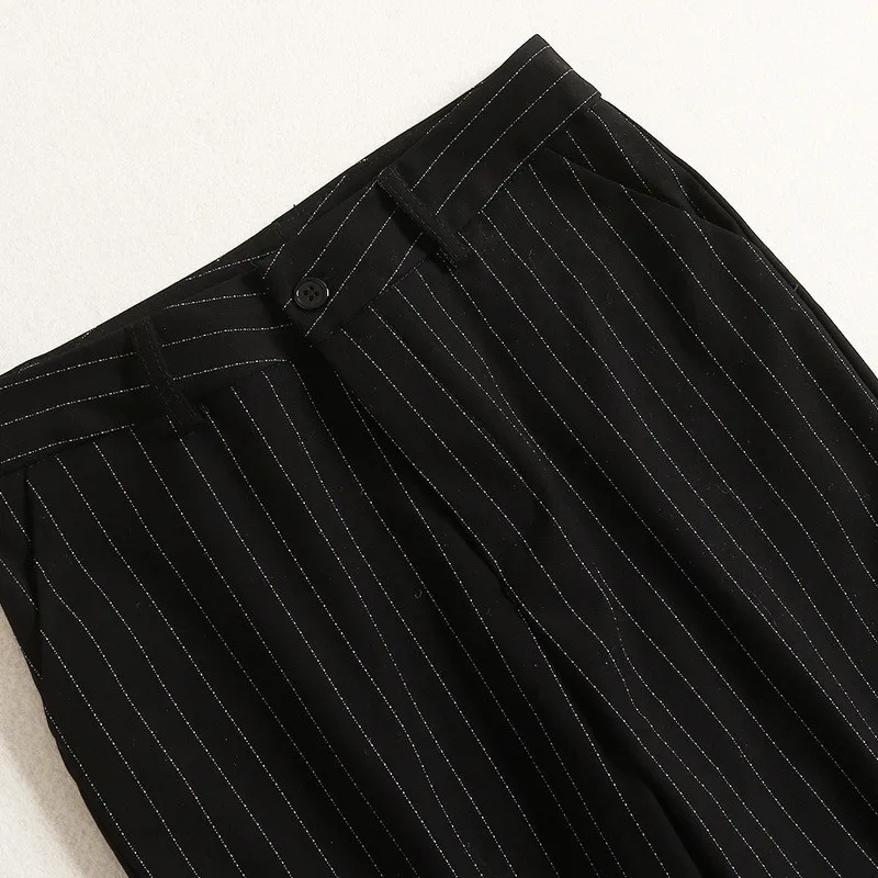 

Elegant Office Lady Winter Pants Suit Set Outfits 2019 New Designers Button Knitted Top+Striped Vest+Trousers 3Pcs Clothing Sets