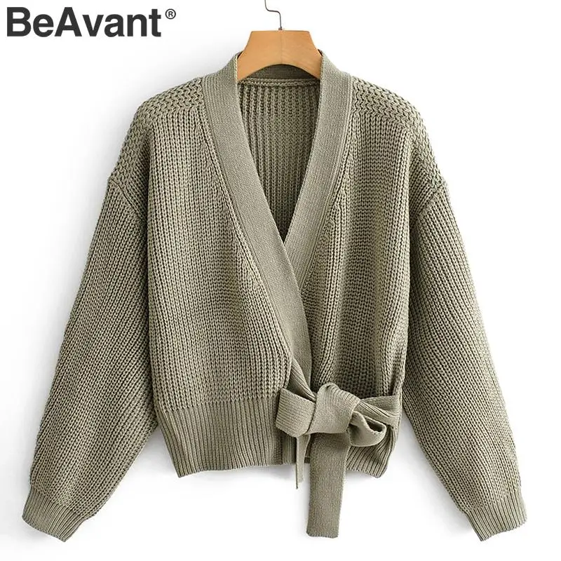 BeAvant вязаный кардиган с v образным вырезом свитер для женщин Осень зима длинный