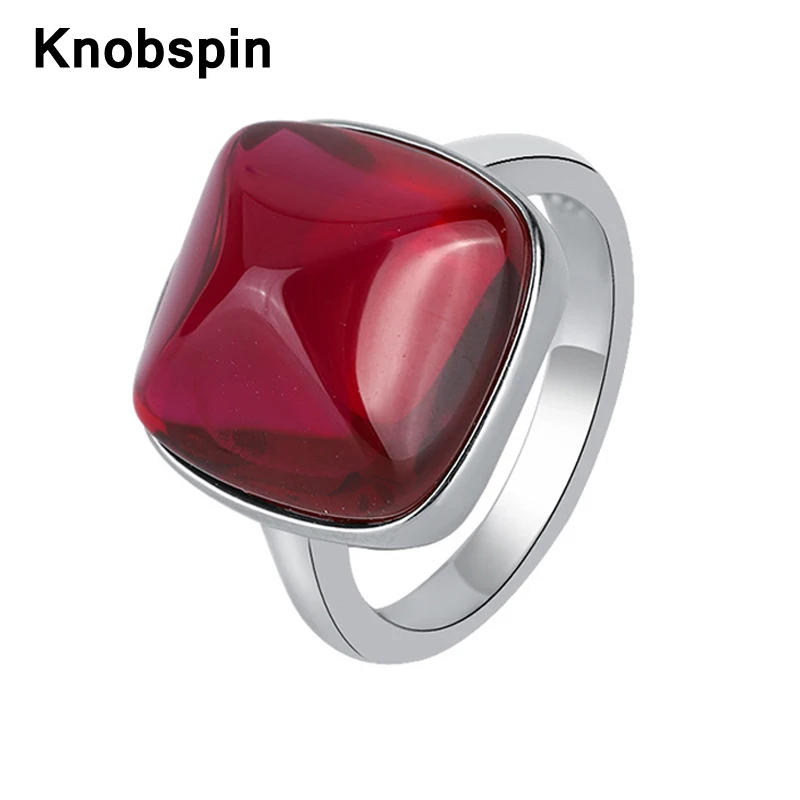

Knobspin 100% 925 пробы Серебряный Рубин Сапфир сахарная башня 14*14 мм высокоуглеродистые бриллиантовые кольца для женщин ювелирные изделия для пом...