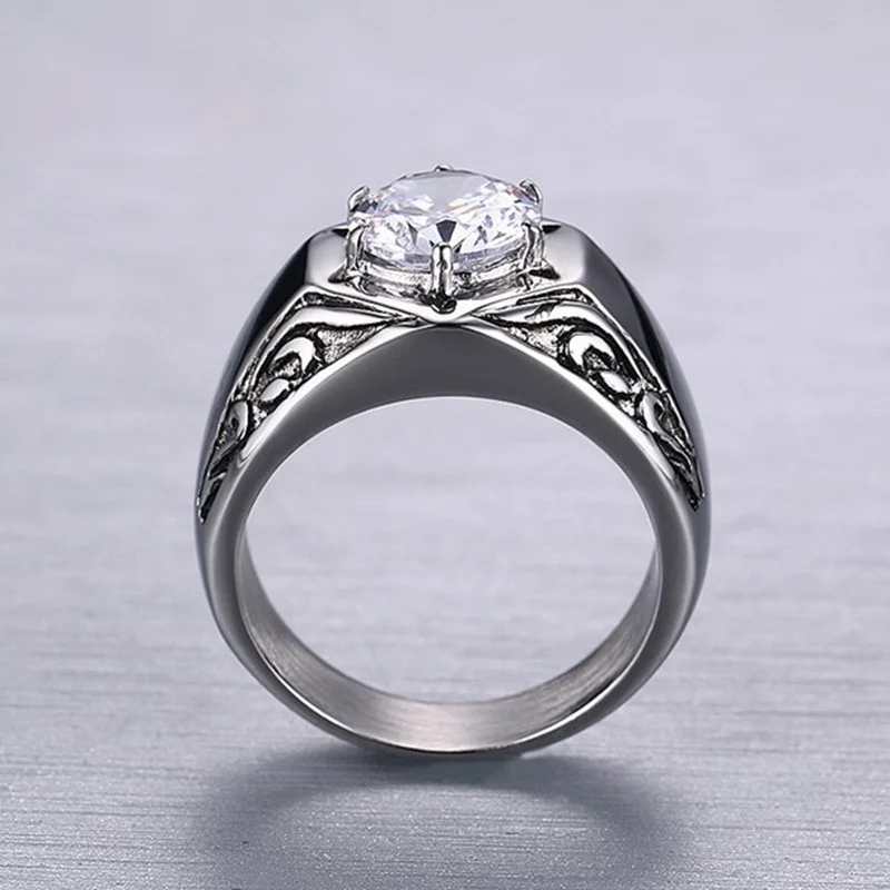 Изысканное кольцо из циркония классическое коктейльное мужское t-образное