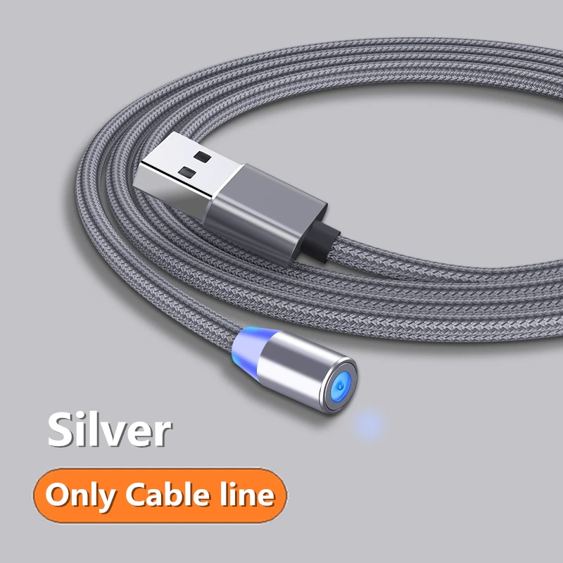 Быстрая зарядка USB кабель для Iphone TYPE-C Micro USB кабель для передачи данных магнитный разъем для Xiaomi Redmi samsung oppo зарядное устройство 1 м 2 м линия - Цвет: Silver Line