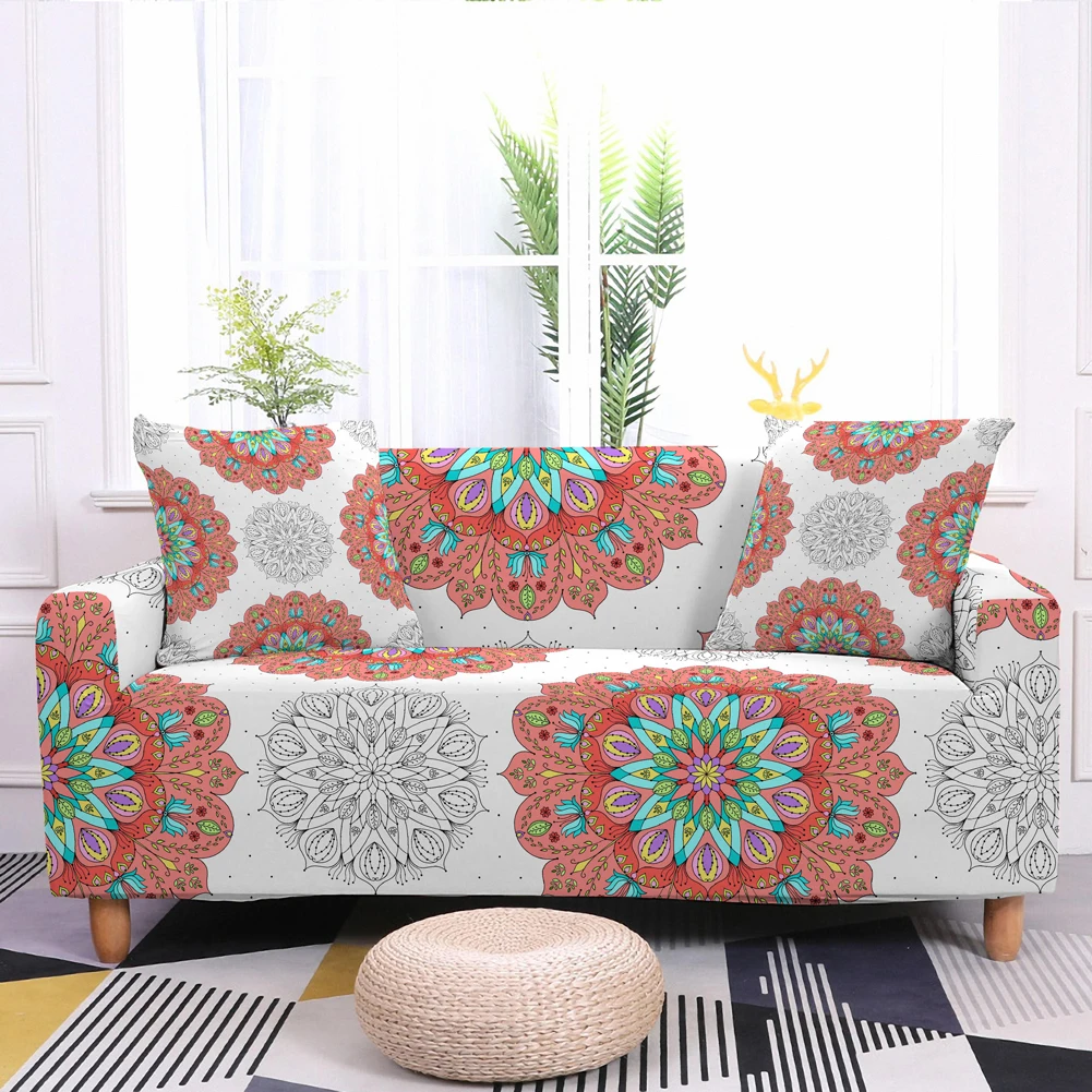

India Mandala Elastic Sofa Covers for Living Room Modern Sectional Corner Sofa Slipcovers Dustproof Couch Cover Chair Protector